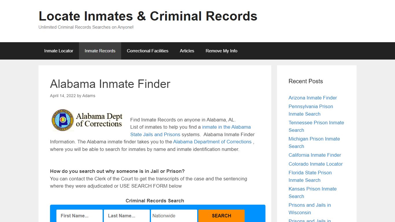 Alabama Inmate Finder – Locate Inmates & Criminal Records