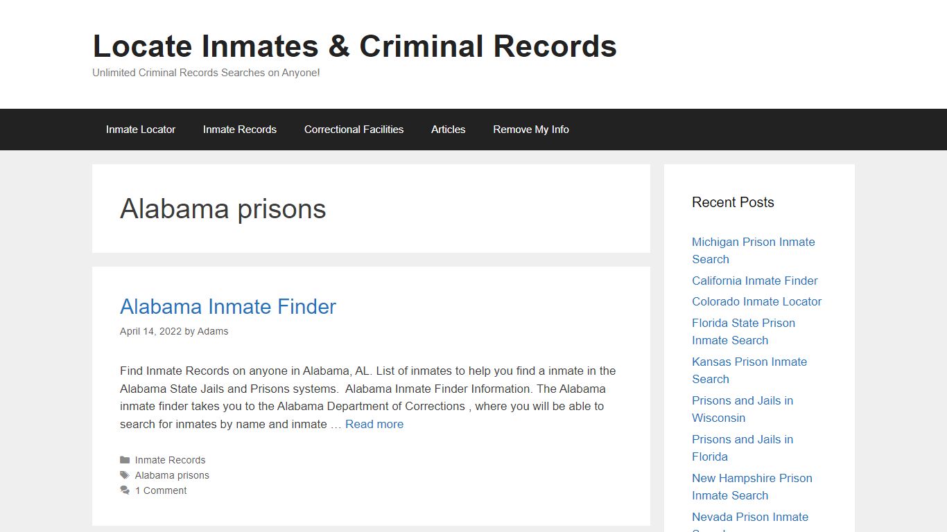 Alabama prisons – Locate Inmates & Criminal Records
